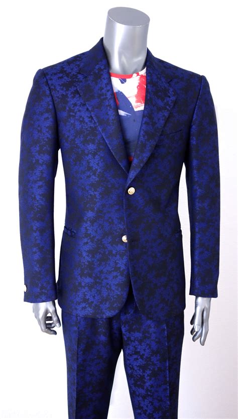 gianni versace blue leather suit|versace men's designer suits.